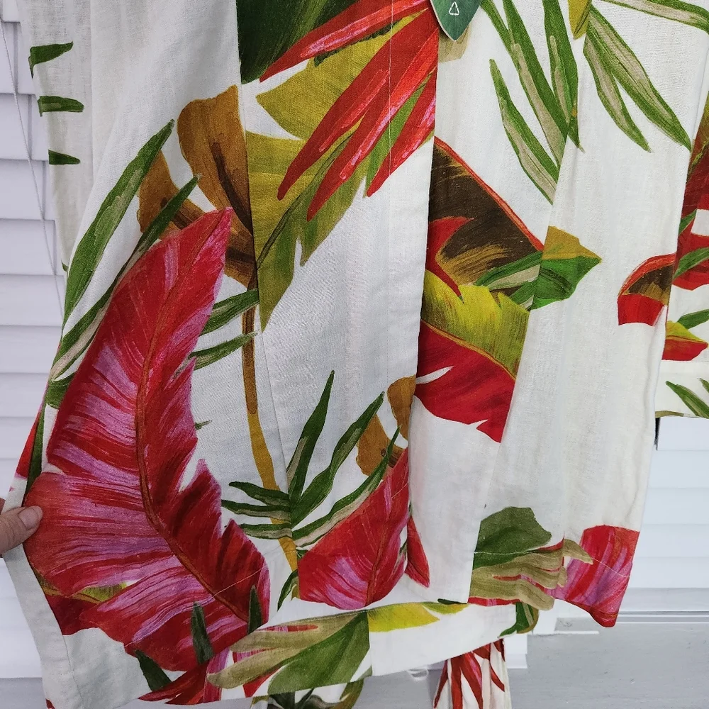 Farm Rio Spring Forest Mini Linen Blend Dress M - Picture 10 of 13